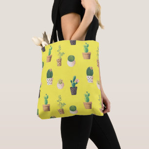 Bolsa Tote Potes de Suculento do Deserto Verde