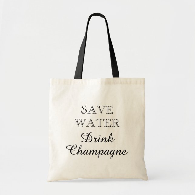Bolsa Tote POUPAR ÁGUA BEBER CHAMPANHE sacolas de lona engraç (Frente)