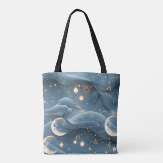Bolsa Tote Powder Blue Moon Soft Celestial Aesthetic