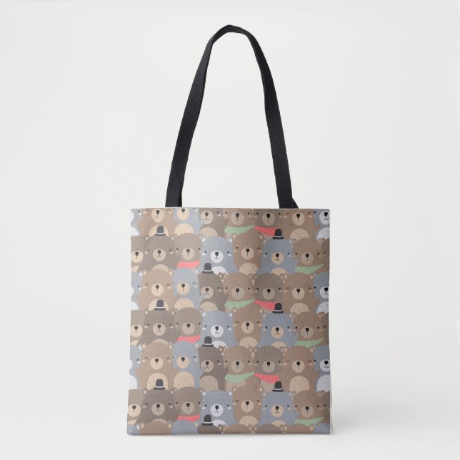 Bolsa Tote Praça de Padrões do Urso de Corte (Frente)