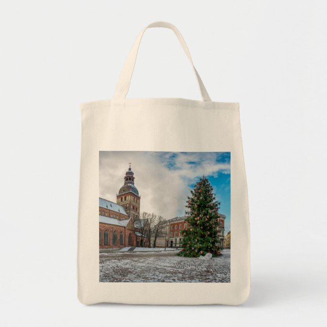 Bolsa Tote Praça Dome com árvore de Natal em Riga (Frente)