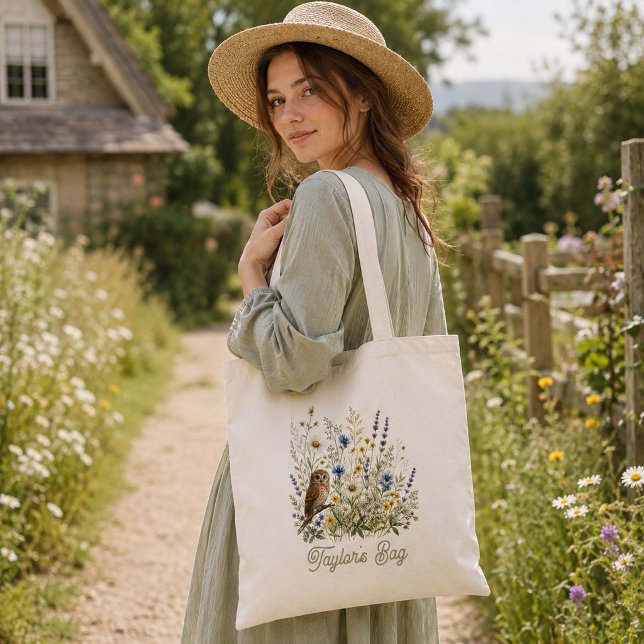 Bolsa Tote Prado de Flores Silvestres da Coruja Caprichosa  (Criador carregado)