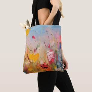 Bolsa Tote Prado de Verão – Flores Selvagens Abstratas Expres