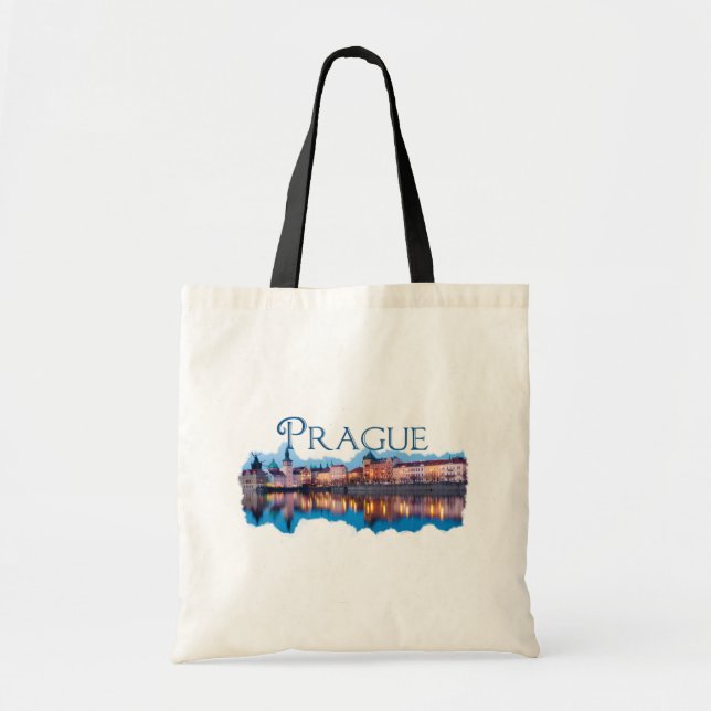 Bolsa Tote Praga: Noite no Skyline (Frente)
