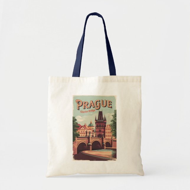 Bolsa Tote Praga República Checa Viagem Art Vintage (Frente)