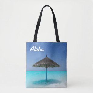 Bolsa Tote Praia Cênica Tropical com o Guarda-chuvas Atingid