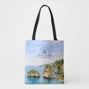 Bolsa Tote Praia de Diamante Bali Aquarela Mar Turquesa