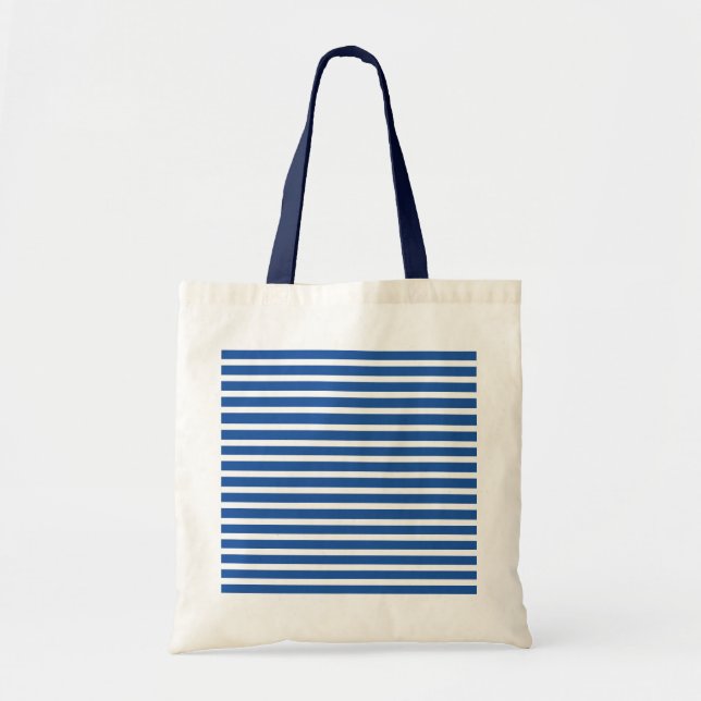 Bolsa Tote Praia de Listras Azuis Brancas (Frente)