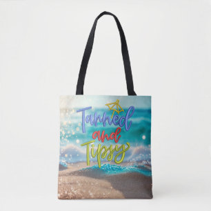 Bolsa Tote Praia do Oceano de Cotação Tipsy Tendida