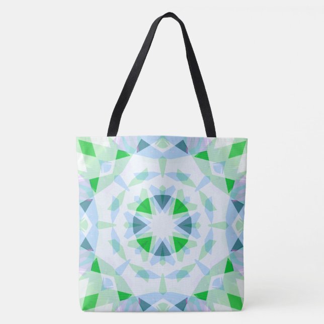 Bolsa Tote Praia Eclética Verde Azul Brilhante bonito (Frente)