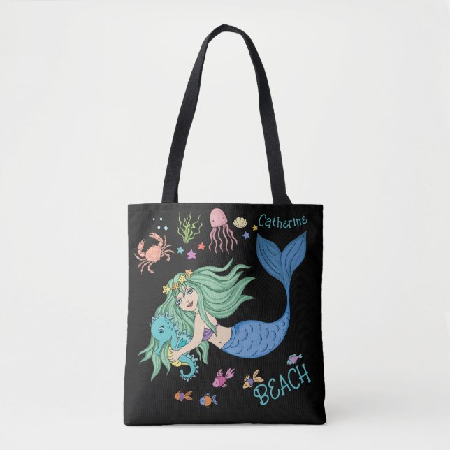 Bolsa Tote Praia Personalizada da Sereia (Frente)