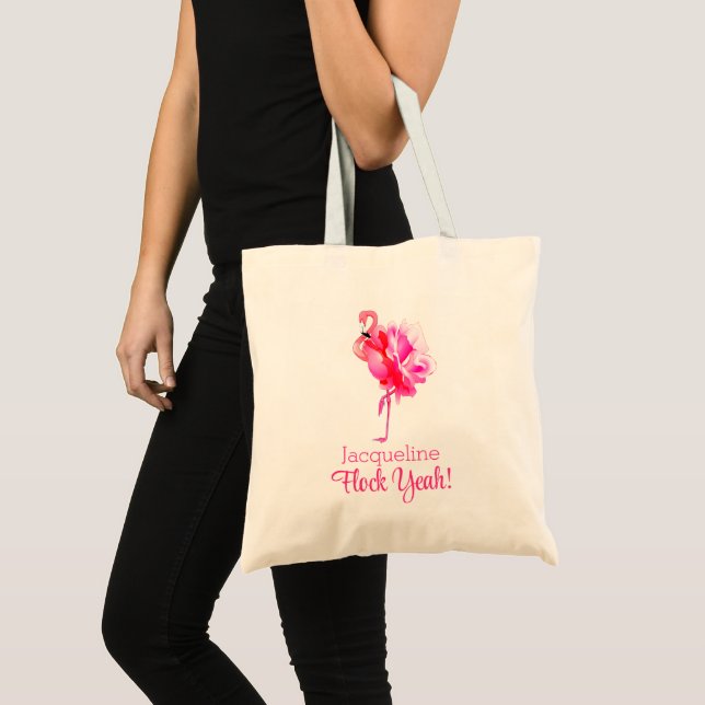 Bolsa Tote Praia Personalizada do Flamingo Bridesmaid (Frente (produto))