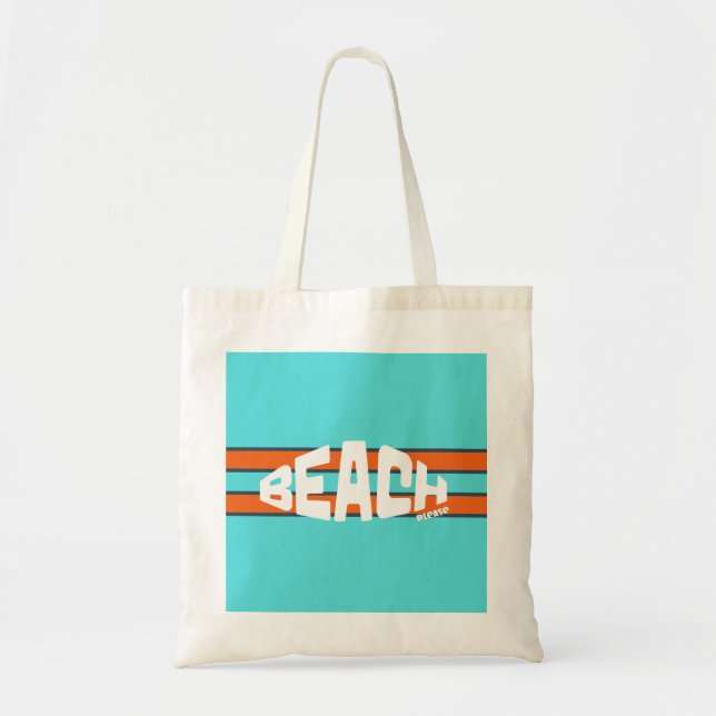 Bolsa Tote Praia Por Favor Aqua Blue & Orange Strike (Frente)