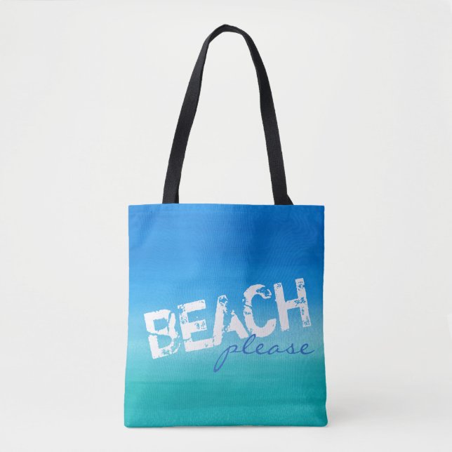 Bolsa Tote Praia Por Favor Aquarela Oceano Verde Azul Saco (Frente)