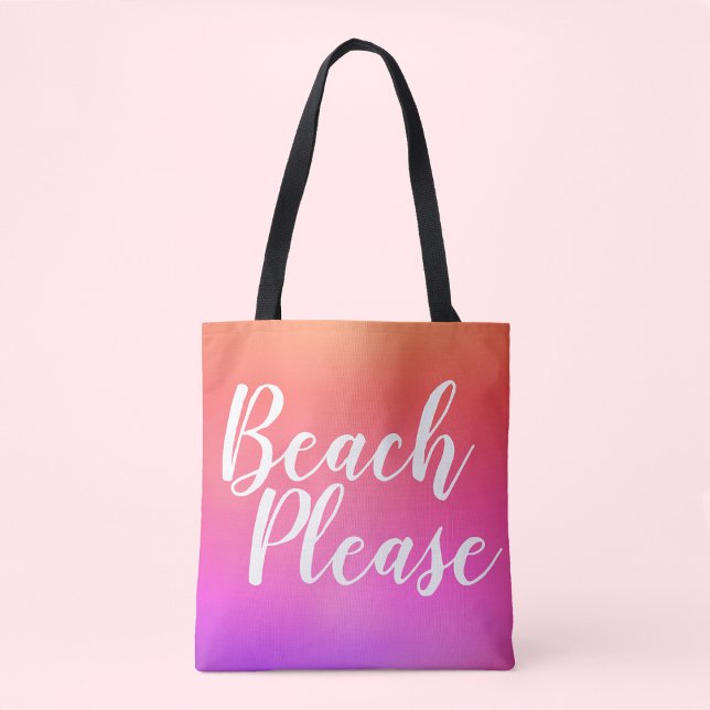 Bolsa Tote Praia, por favor, Orange Pink Ombre Beach (Criador carregado)