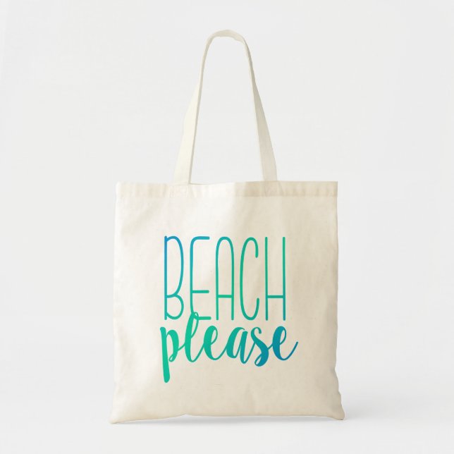 Bolsa Tote Praia, por favor | Saco de Tote de Milho Turquesa (Frente)