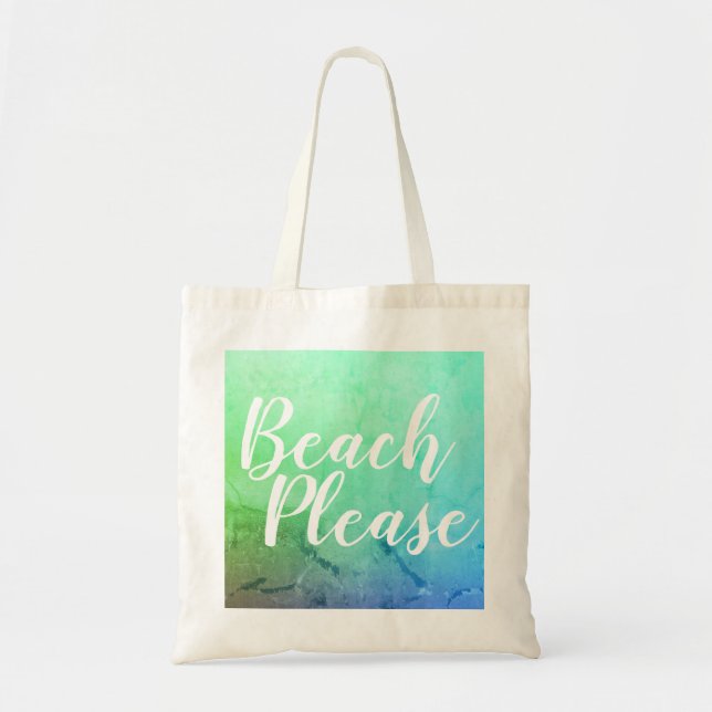 Bolsa Tote Praia Por Favor Teal Aqua Ombre Beach (Frente)