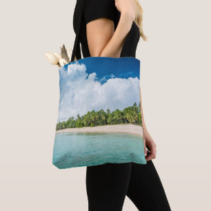Bolsa Tote Praia Tropical Cercada por Palmeiras