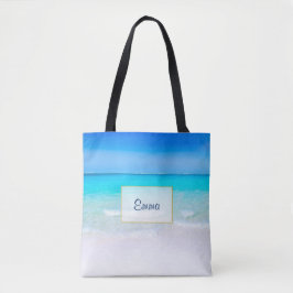 Bolsa Tote Praia tropical com Mar Turquesa Personalizado
