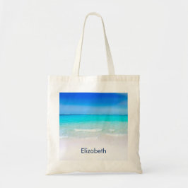 Bolsa Tote Praia tropical com um Mar Turquesa Personalizado