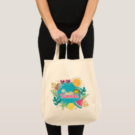 Bolsa Tote Praia Tropical de Verão Vibrante