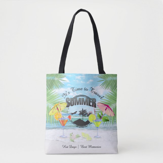 Bolsa Tote Praia Tropical, Férias de Verão | Personalizado (Frente)