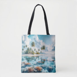 Bolsa Tote Praia Tropical Maldivas Destino moderno do casamen