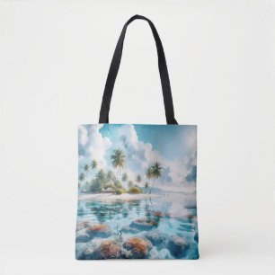 Bolsa Tote Praia Tropical Maldivas Destino moderno do casamen