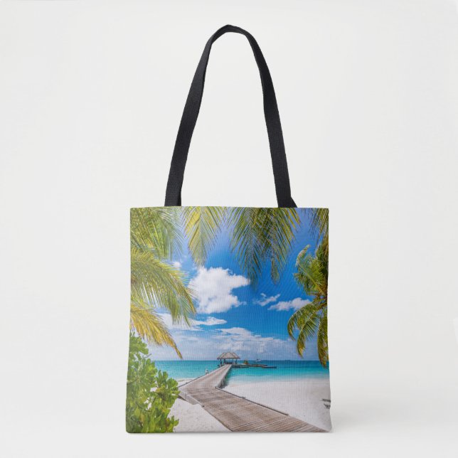 Bolsa Tote Praias Tropicais | Ilhas Madeira Maldivas (Frente)