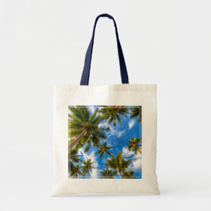 Bolsa Tote Praias Tropicais   Palmeiras sobre o céu azul