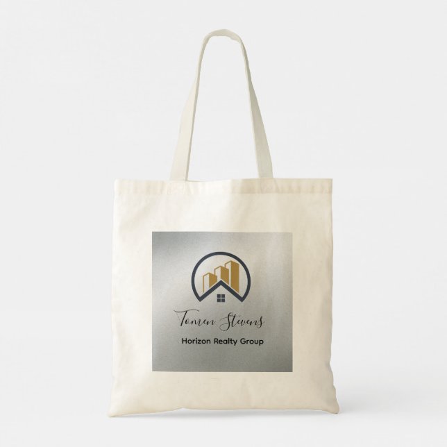 Bolsa Tote Prata de Glamor | Imobiliário Preto e Branco (Verso)