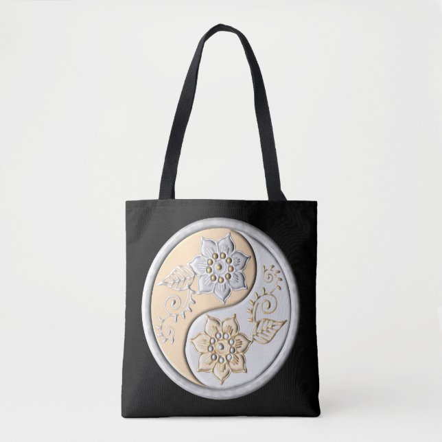Bolsa Tote Prata & Ouro Yin Yang (Frente)