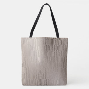 Bolsa Tote Prata/sacola metálica geométrica Dourado do desi