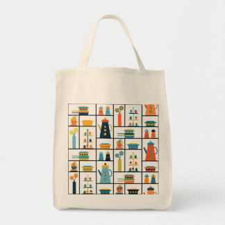 Bolsa Tote Prateleiras modernas de Na moda retrô de meio sécu