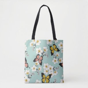 Bolsa Tote Prato de flores silvestres sem costura romântica