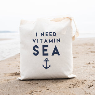 Bolsa Tote Preciso De Uma Citação De Marinho Do Mar De Vitami