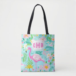Bolsa Tote Preppy Summer Flamingo | Monograma