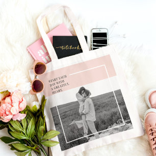Bolsa Tote Presente Adorável da Família Rosa Pastel Foto Mode