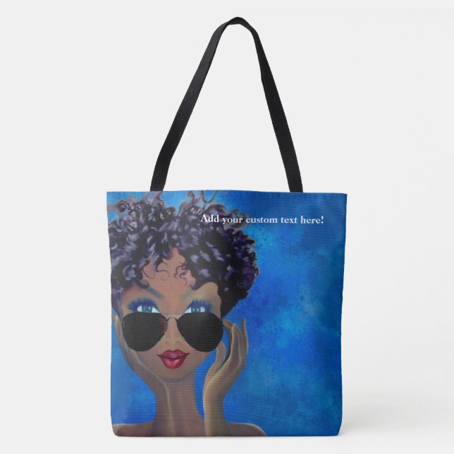 Bolsa Tote Presente azul da arte preta do círculo estudantil (Frente)
