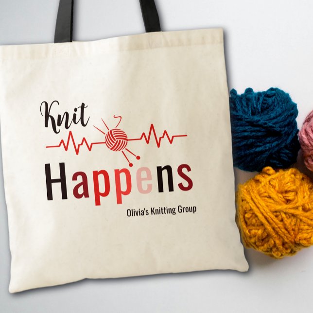 Bolsa Tote Presente Batida do Coração Knit Acontece Para Tric (Criador carregado)