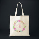 Bolsa Tote Presente brilhante cor-de-rosa da coroa floral per<br><div class="desc">Bela cor-de-rosa,  coroa floral personalizada para o saco de presentes. Violet Impressão ©</div>