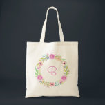 Bolsa Tote Presente brilhante cor-de-rosa da coroa floral per<br><div class="desc">Bela cor-de-rosa,  coroa floral personalizada para o saco de presentes. Violet Impressão ©</div>