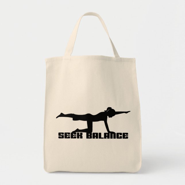 Bolsa Tote Presente da ioga do equilíbrio da busca (Frente)