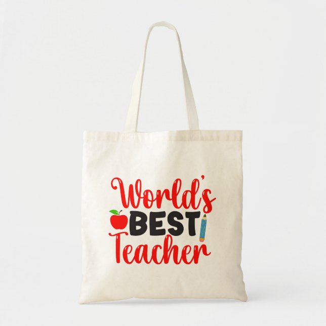 Bolsa Tote Presente da Maçã Escolar para o Melhor Professor d (Frente)