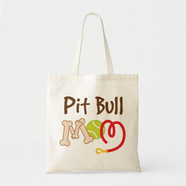 Bolsa Tote Presente da mamã da raça do cão do pitbull (Frente)
