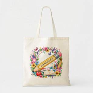 Bolsa Tote Presente de Agradecimento ao Professor de Flores d