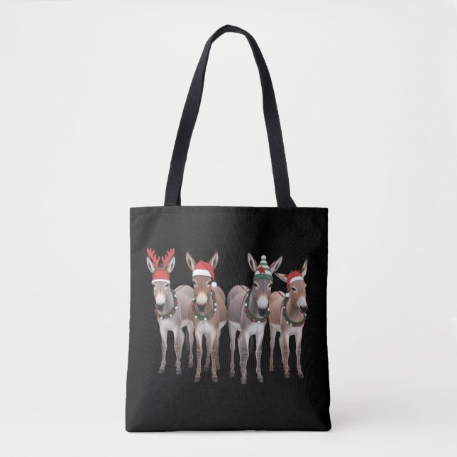 Bolsa Tote Presente de Amante de Burro de Natal Presente de F (Frente)