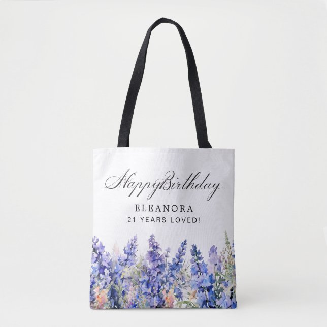 Bolsa Tote Presente de Aniversário de 21 anos Flor do Mês de  (Frente)