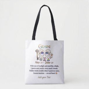Bolsa Tote Presente de Aniversário de Arte do Zodíaco Gêmeos