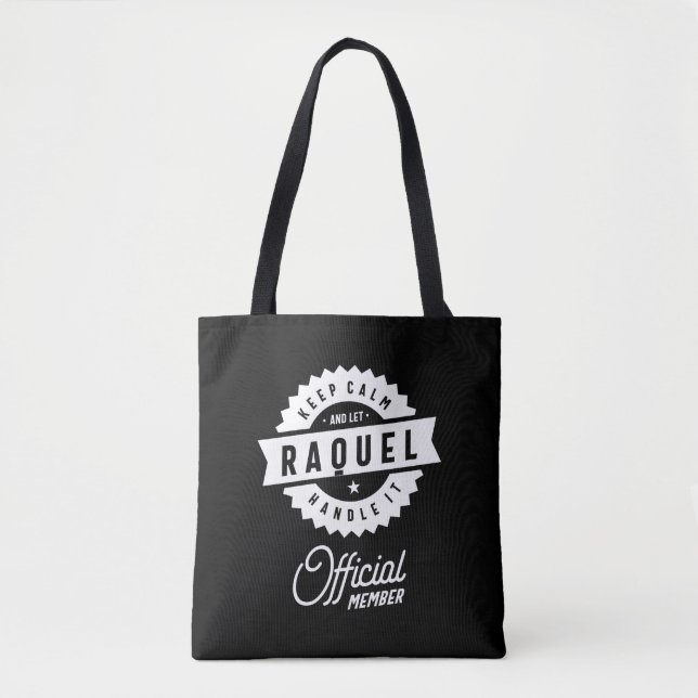 Bolsa Tote Presente de Aniversário do Nome Personalizado Raqu (Frente)